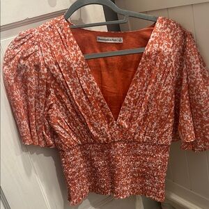 Abercrombie & Fitch Orange Floral Blouse